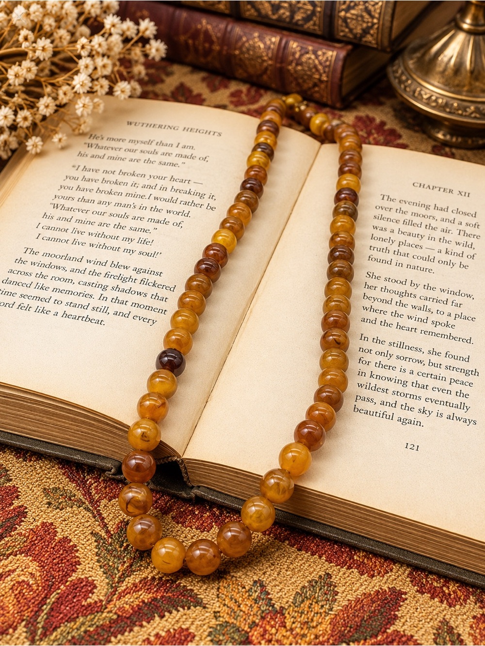 Sarah Coventry Imitation Amber Lucite Bead Necklace Vintage Caramel Earth Tones